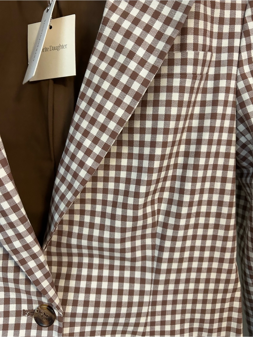 Anthropologie Favorite Daughter The Break-Up Blazer brown gingham check print - Picture 5 of 9